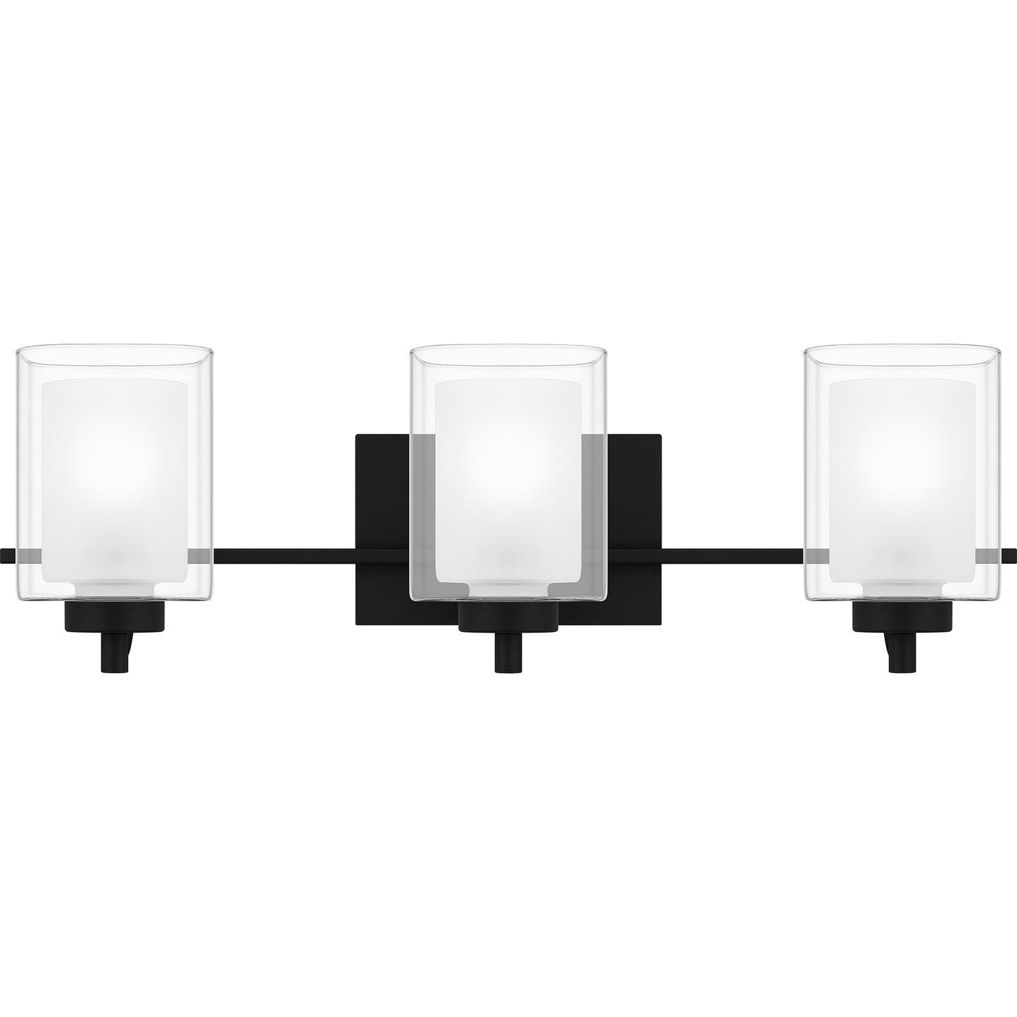 Quoizel Kolt 3 Light Bath Light, Black/Clear/Sandblasted Interior - KLT8903MBK