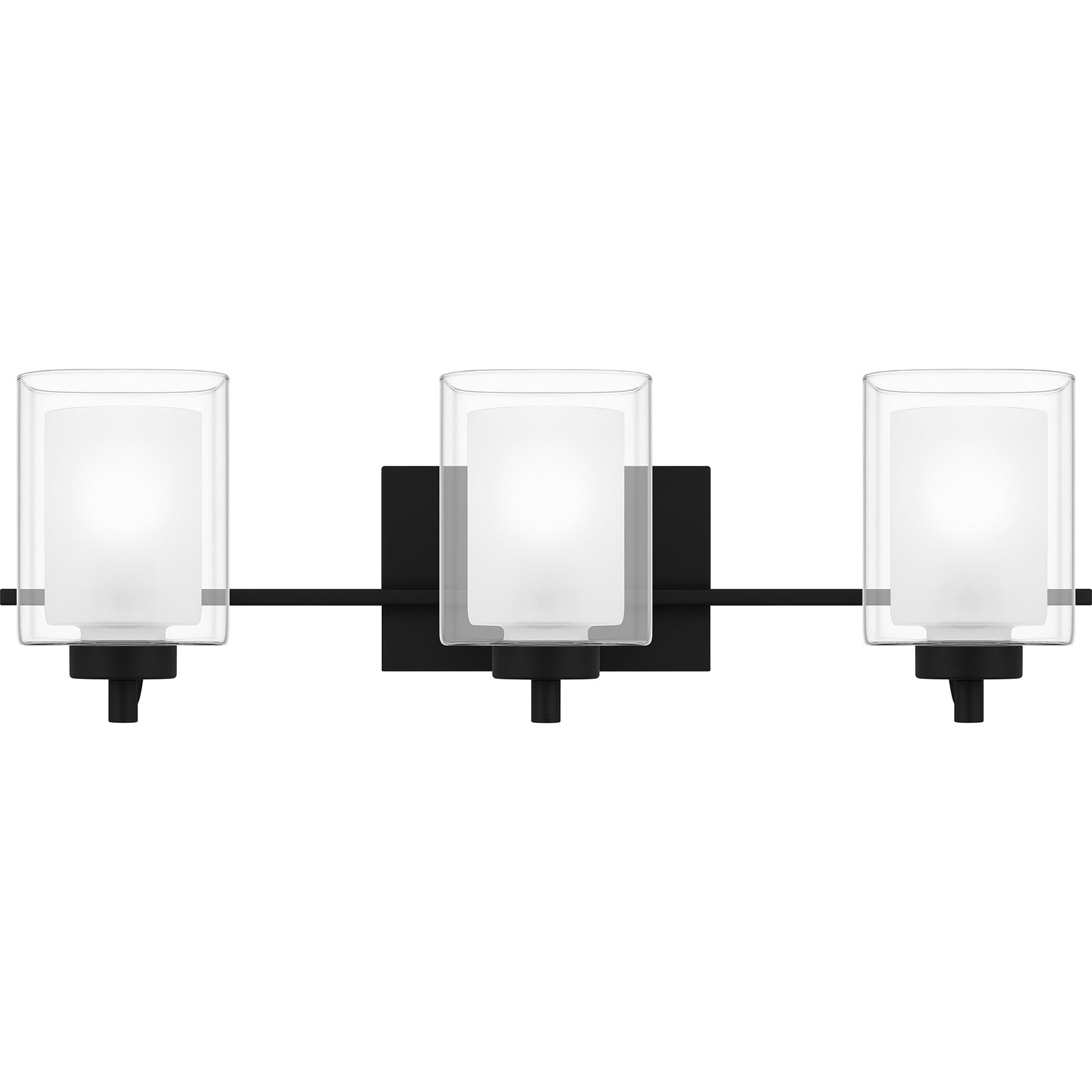 Quoizel Kolt 3 Light Bath Light, Black/Clear/Sandblasted Interior - KLT8903MBK