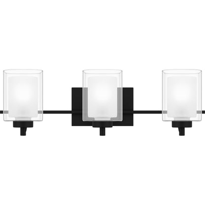 Quoizel Kolt 3 Light Bath Light, Black/Clear/Sandblasted Interior - KLT8903MBK