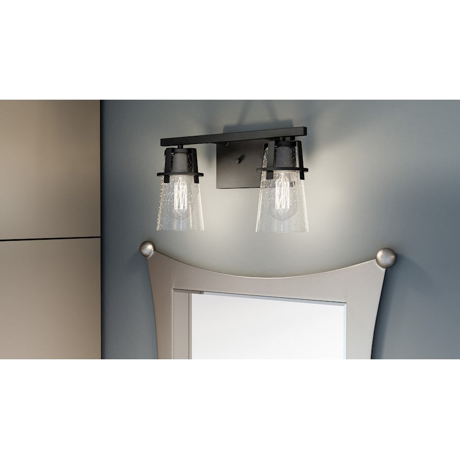 2 Light Bathroom Vanity Light, Matte Black