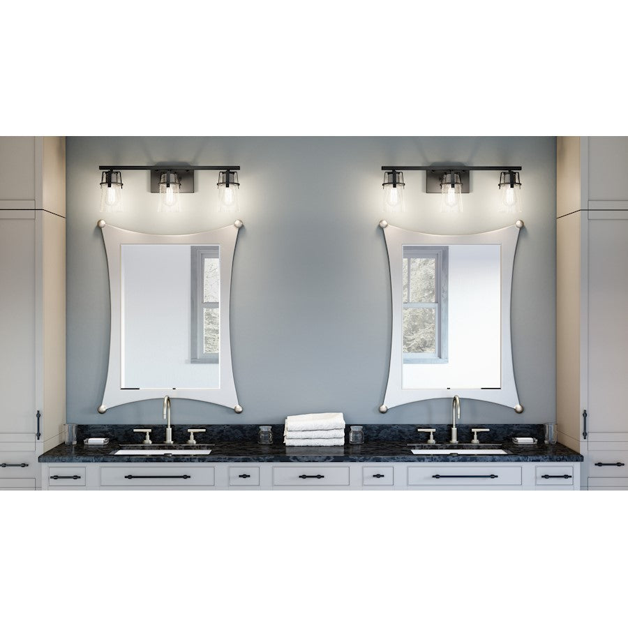 3 Light Bathroom Vanity Light, Matte Black