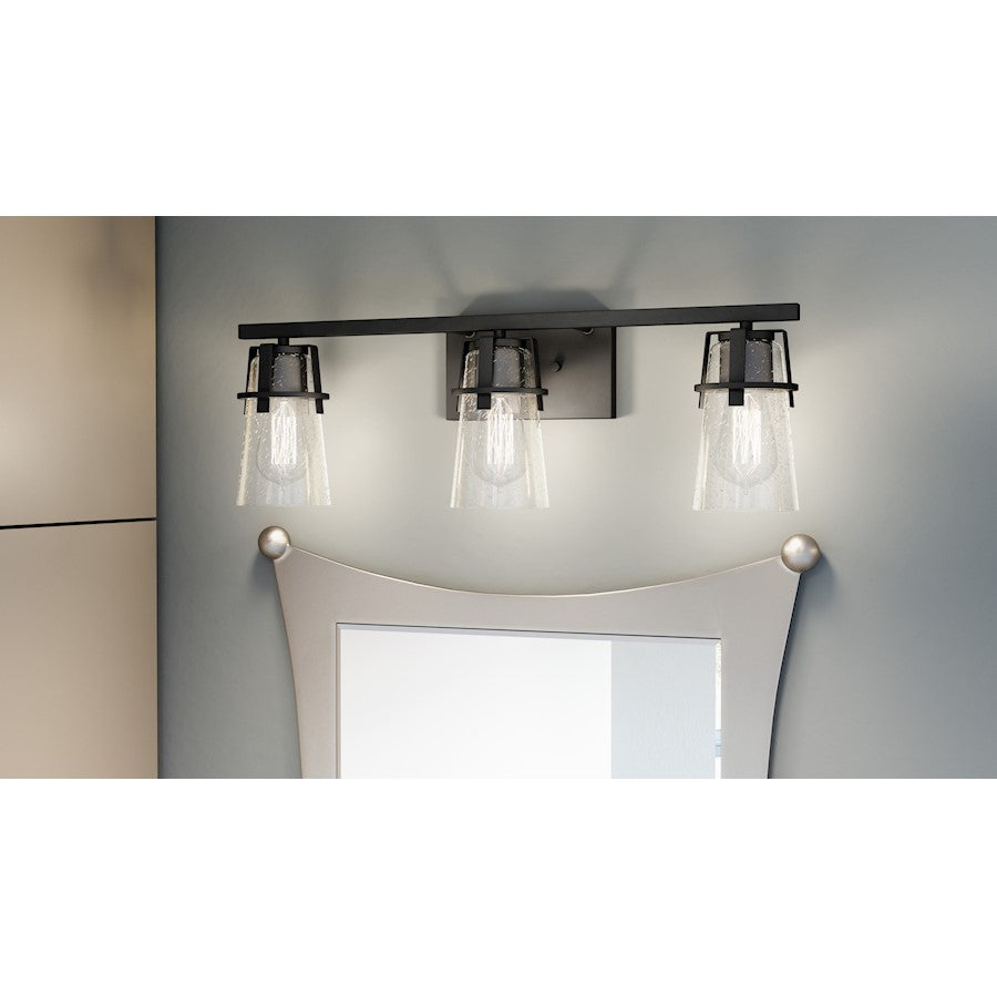 3 Light Bathroom Vanity Light, Matte Black