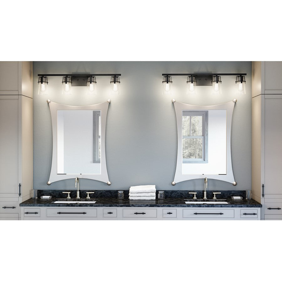 4 Light Bathroom Vanity Light, Matte Black