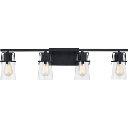 4 Light Bathroom Vanity Light, Matte Black