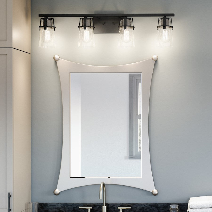 4 Light Bathroom Vanity Light, Matte Black