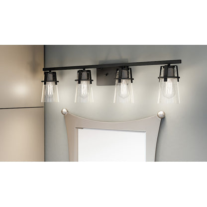 4 Light Bathroom Vanity Light, Matte Black