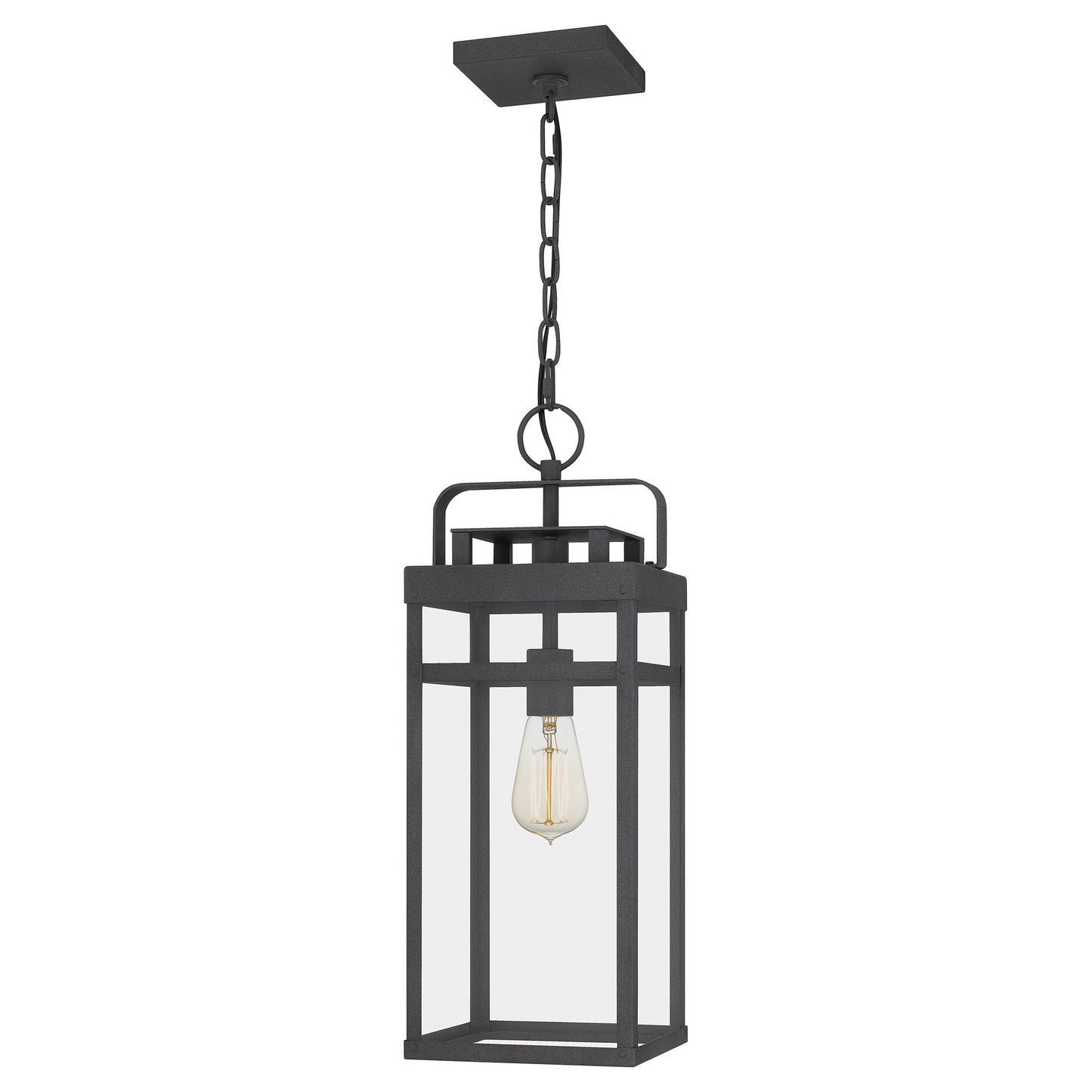 Quoizel Keaton 1 Light Mini Pendant, Mottled Black/Clear Tempered - KTN1508MB