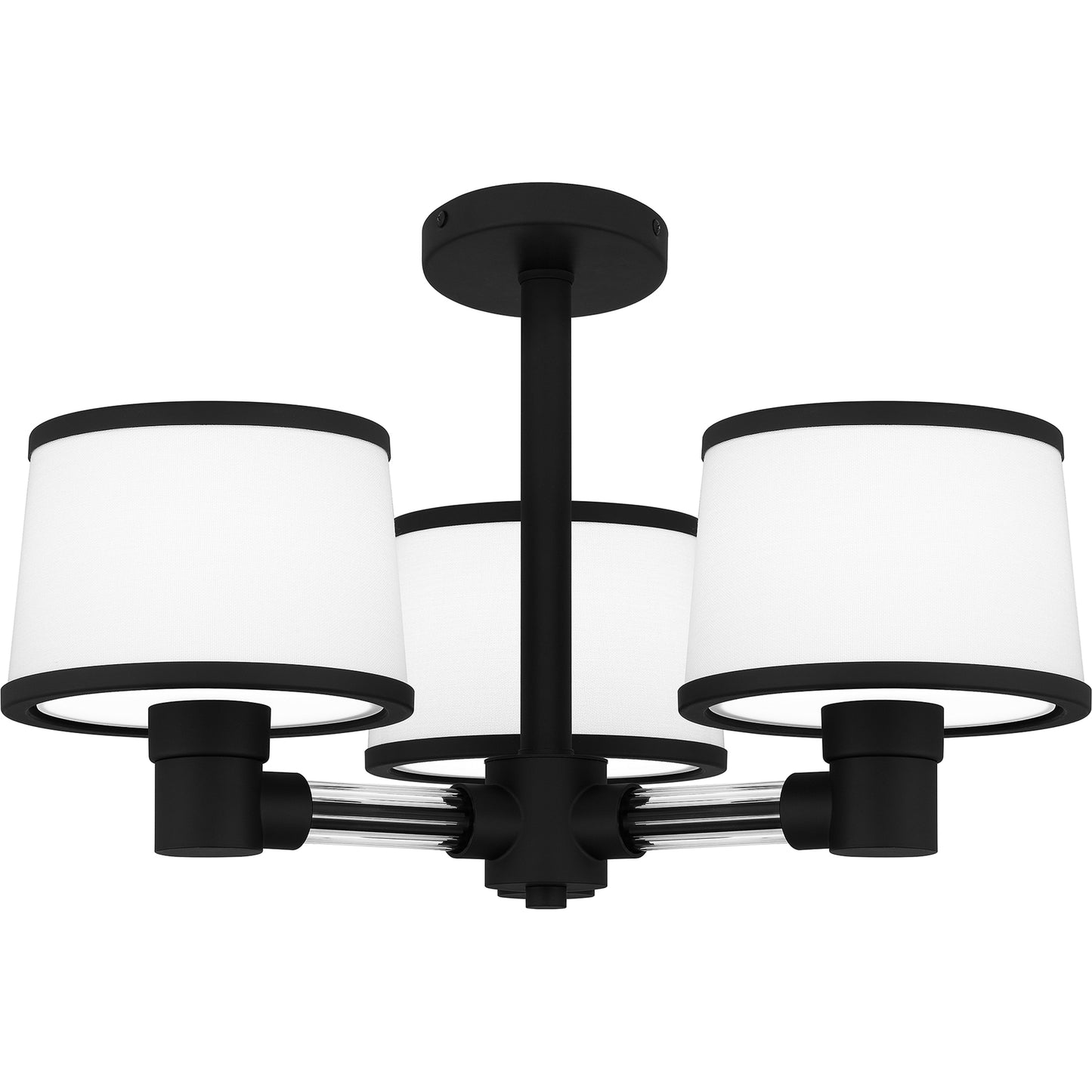 Quoizel Kylen 3 Light Semi-Flush Mount, Black/Egg Shell Fabric - KYL1722MBK