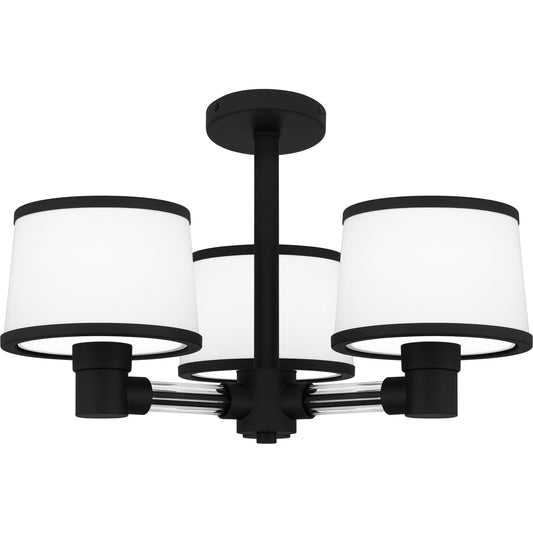 Quoizel Kylen 3 Light Semi-Flush Mount, Black/Egg Shell Fabric - KYL1722MBK