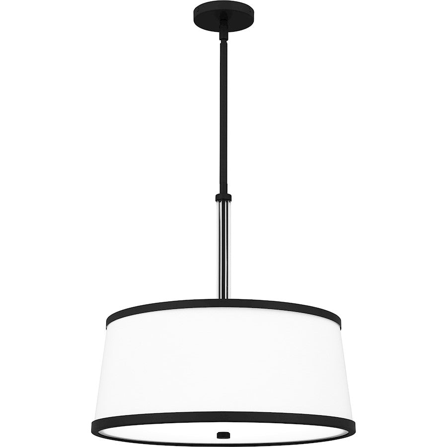 Quoizel Kylen 4 Light Pendant, Matte Black/Egg Shell Fabric - KYL2820MBK