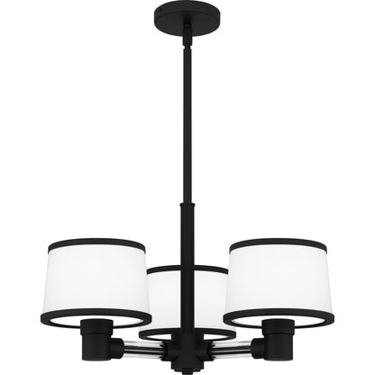 Quoizel Kylen 3 Light Pendant, Matte Black/Egg Shell Fabric - KYL2822MBK