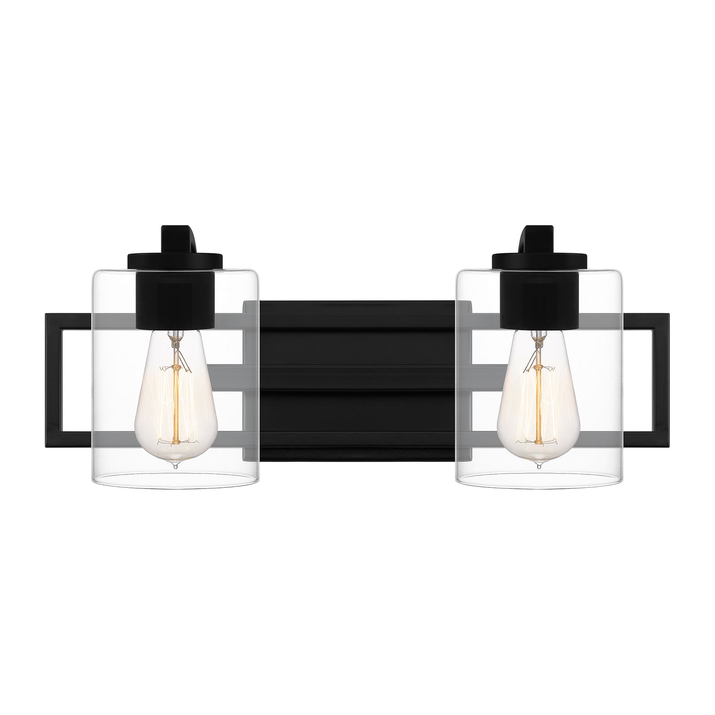 Quoizel Lansdowne 2 Light Bath Vanity, Matte Black/Clear - LANS8618MBK