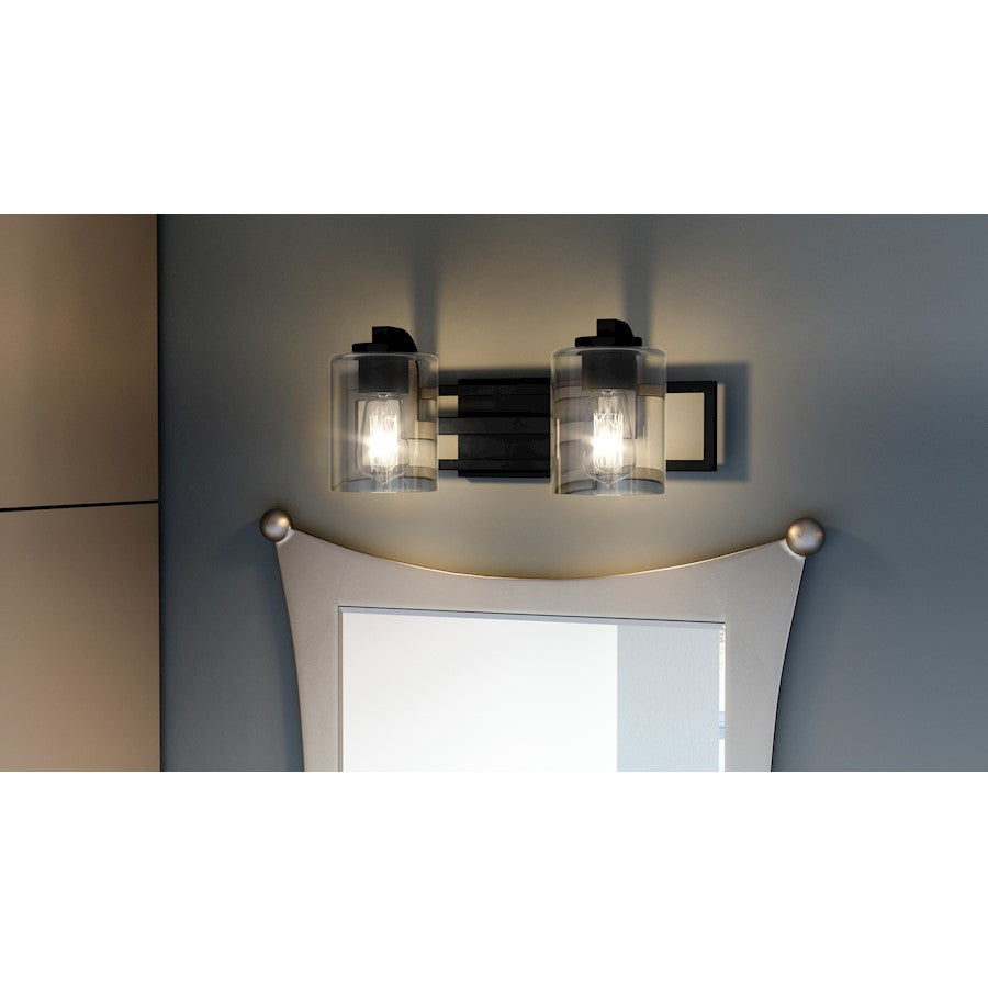 2 Light Bathroom Vanity Light, Matte Black