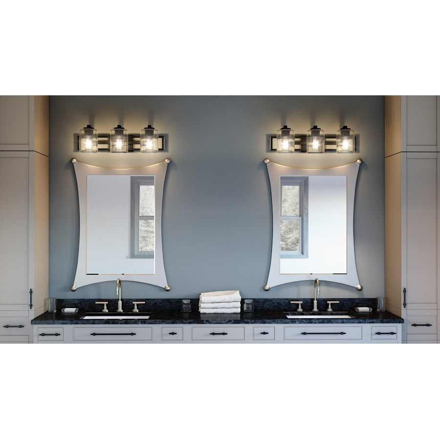 3 Light Bathroom Vanity Light, Matte Black