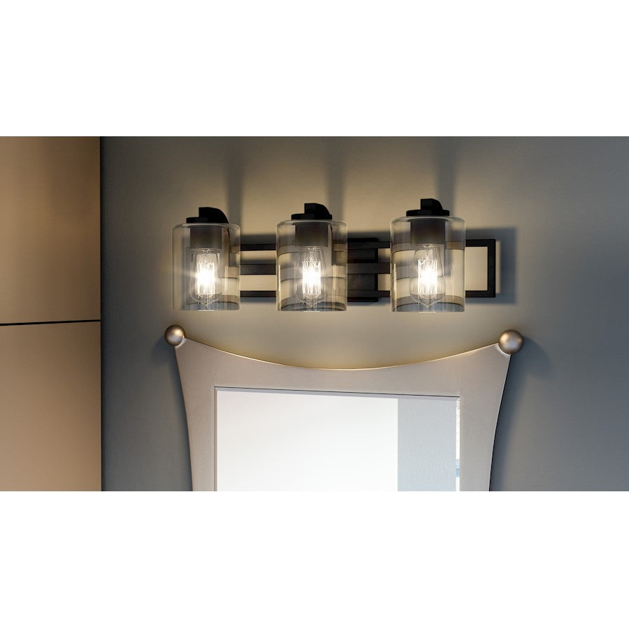 3 Light Bathroom Vanity Light, Matte Black