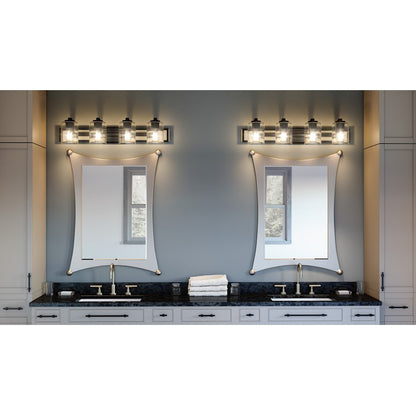 4 Light Bathroom Vanity Light, Matte Black