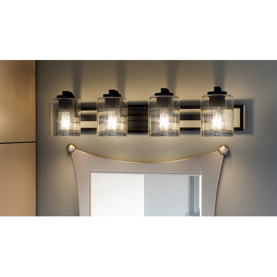 4 Light Bathroom Vanity Light, Matte Black