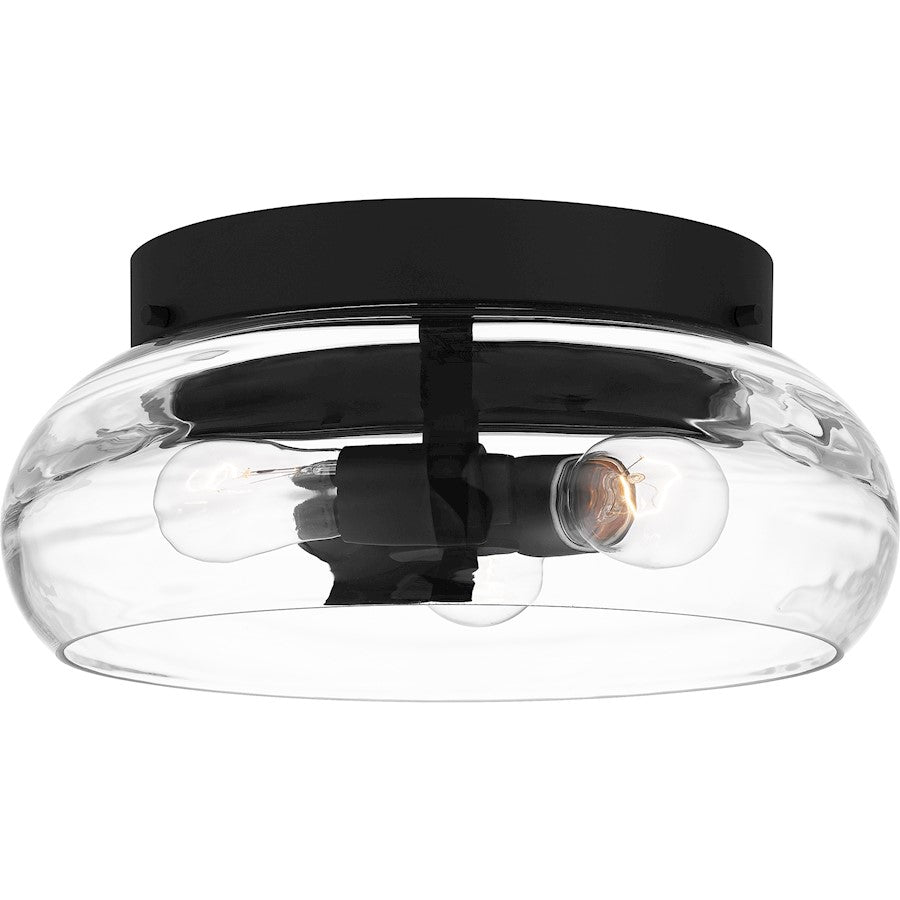 Quoizel Lucy 3 Light Flush Mount, Matte Black/Clear Optic - LCY1614MBK