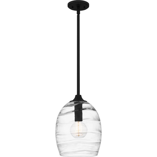 Quoizel Lucy 1 Light Pendant, Matte Black/Clear Optic - LCY1810MBK