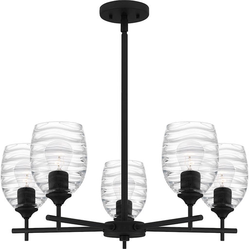Quoizel Lucy 5 Light Chandelier, Matte Black/Clear Optic - LCY5025MBK