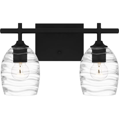 Quoizel Lucy 2 Light Bath Light, Matte Black/Clear Optic - LCY8615MBK