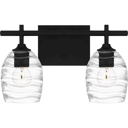 Quoizel Lucy 2 Light Bath Light, Matte Black/Clear Optic