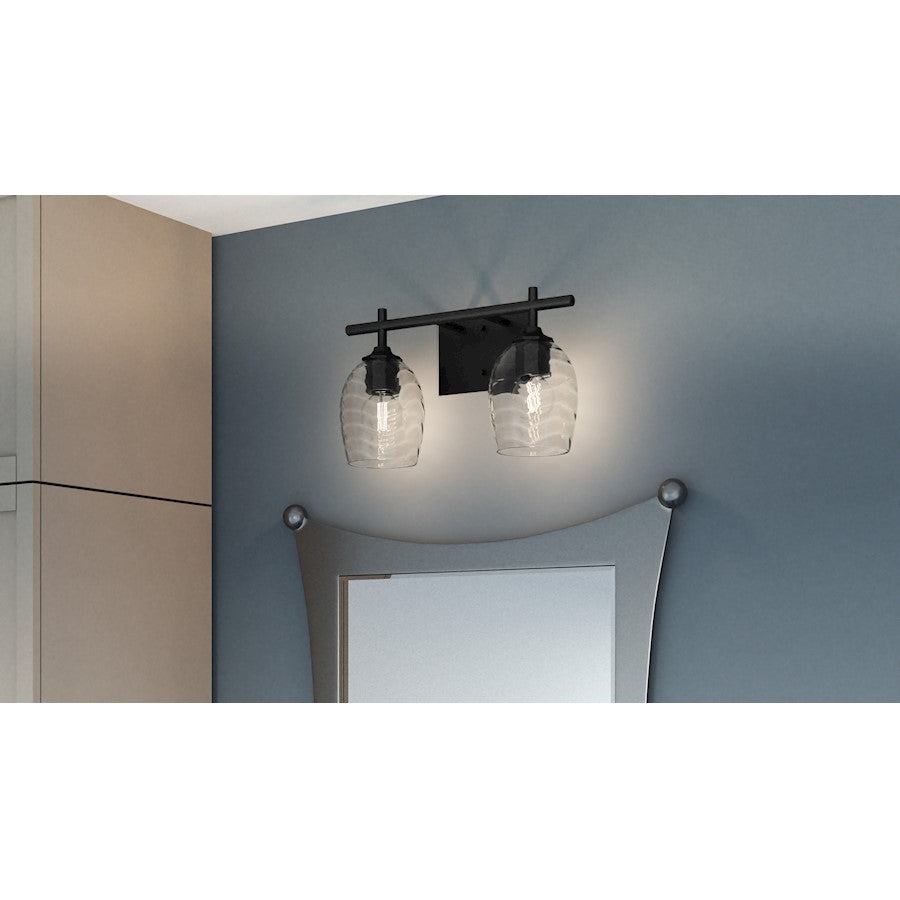 Quoizel Lucy 2 Light Bath Light, Matte Black/Clear Optic