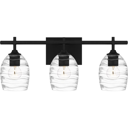 Quoizel Lucy 3 Light Bath Light, Matte Black/Clear Optic - LCY8622MBK