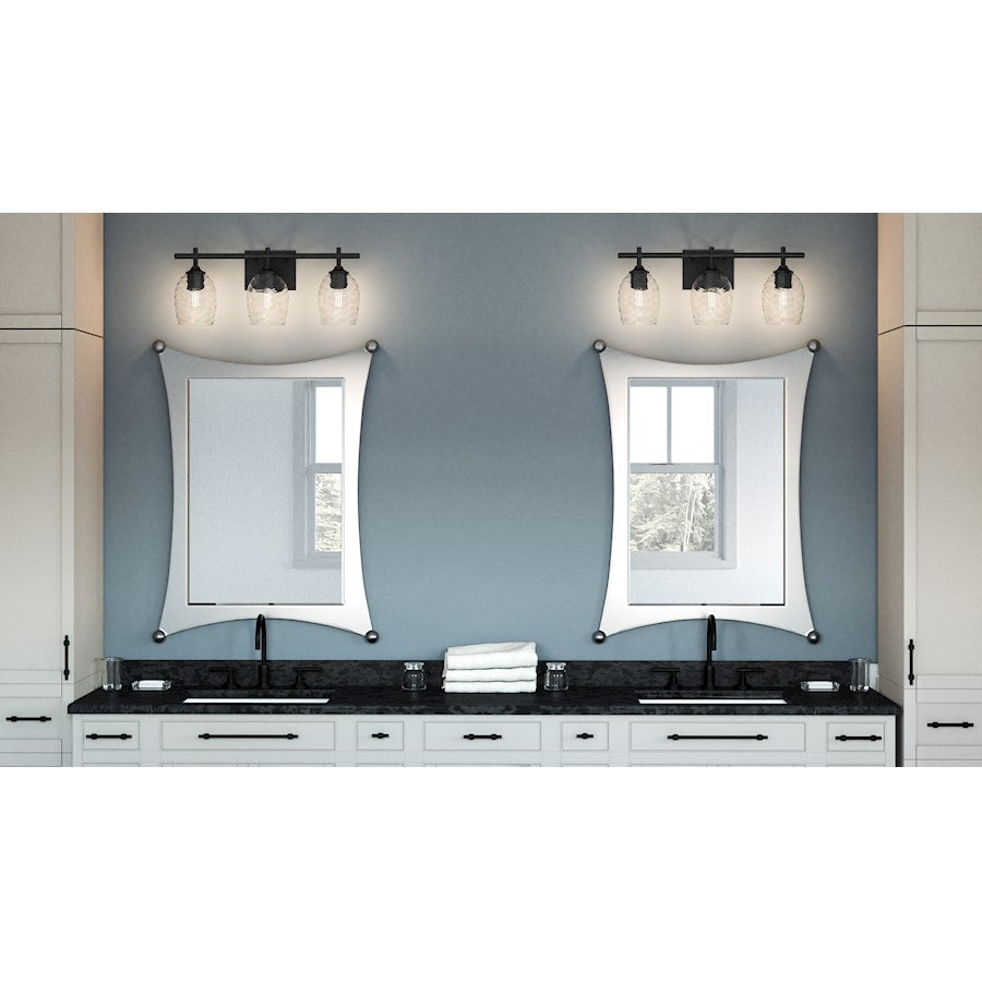 3 Light Bathroom Vanity Light, Matte Black