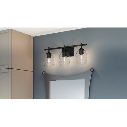 3 Light Bathroom Vanity Light, Matte Black