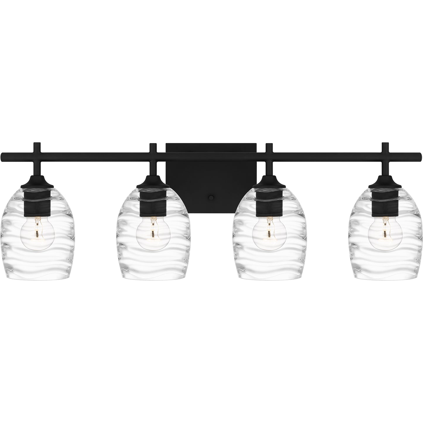 Quoizel Lucy 4 Light Bath Light, Matte Black/Clear Optic - LCY8629MBK