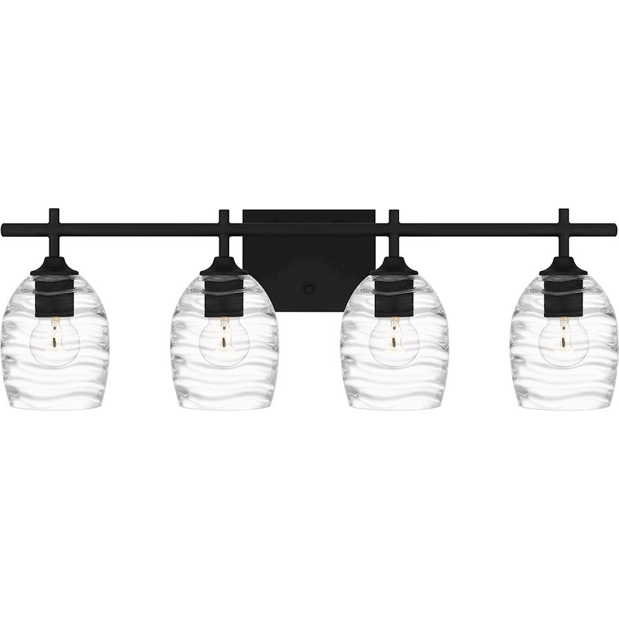 Quoizel Lucy 4 Light Bath Light, Matte Black/Clear Optic