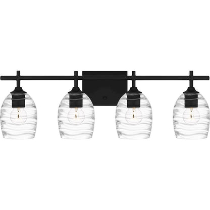 Quoizel Lucy 4 Light Bath Light, Matte Black/Clear Optic