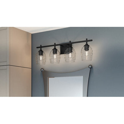 Quoizel Lucy 4 Light Bath Light, Matte Black/Clear Optic