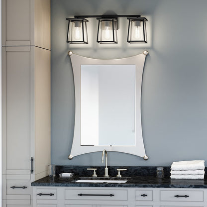 3 Light Bathroom Vanity Light, Matte Black