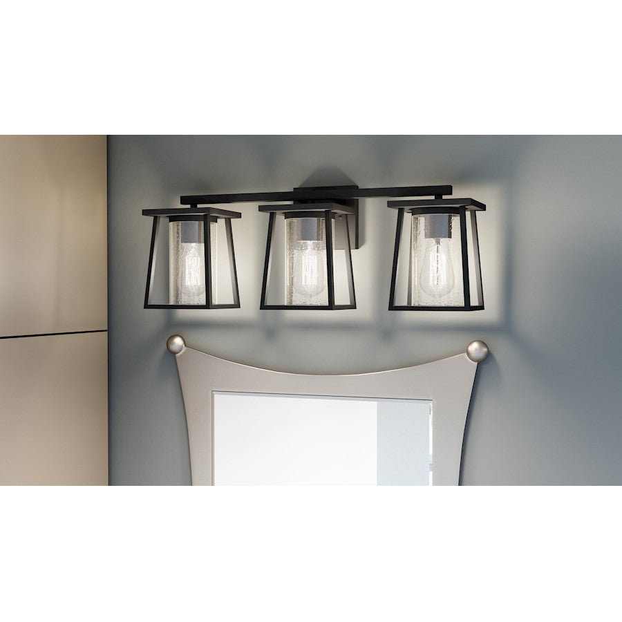 3 Light Bathroom Vanity Light, Matte Black