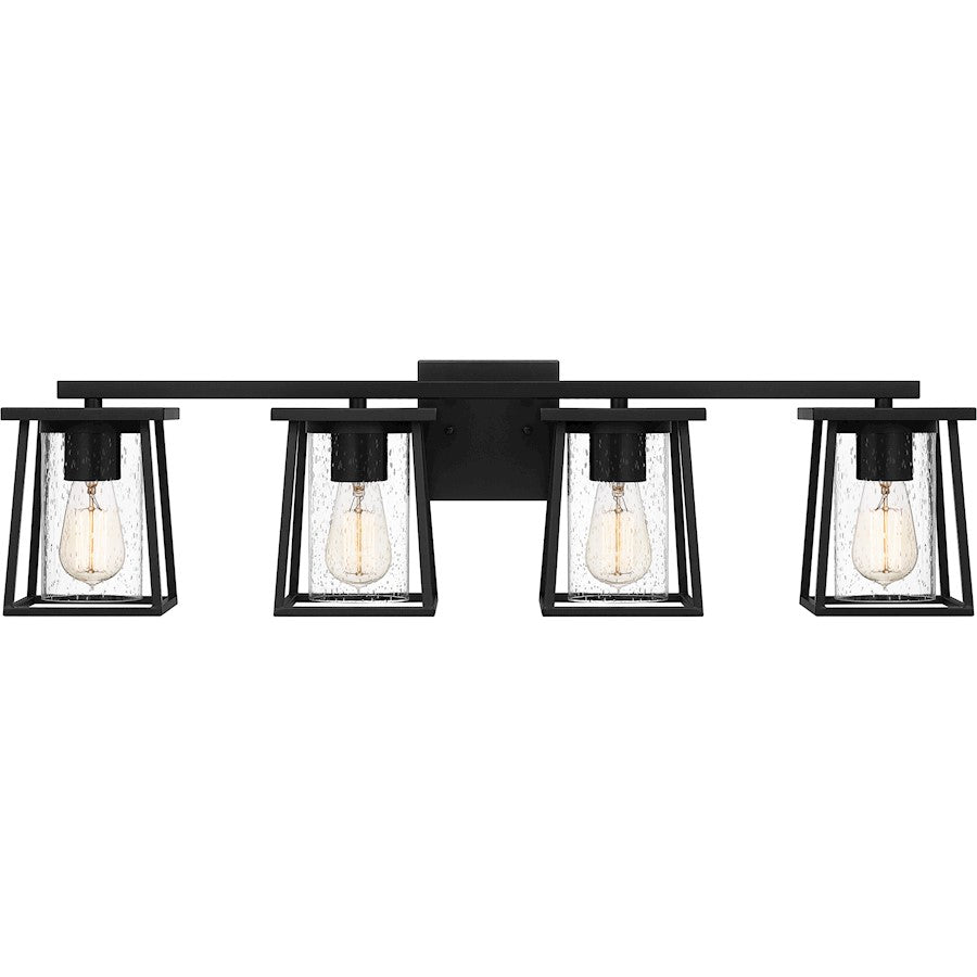 4 Light Bathroom Vanity Light, Matte Black