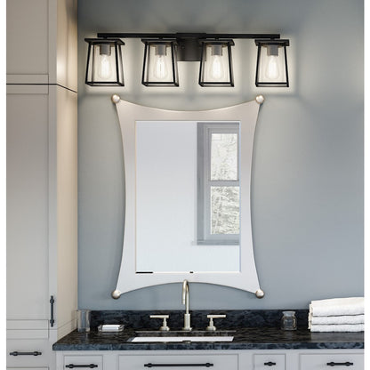 4 Light Bathroom Vanity Light, Matte Black