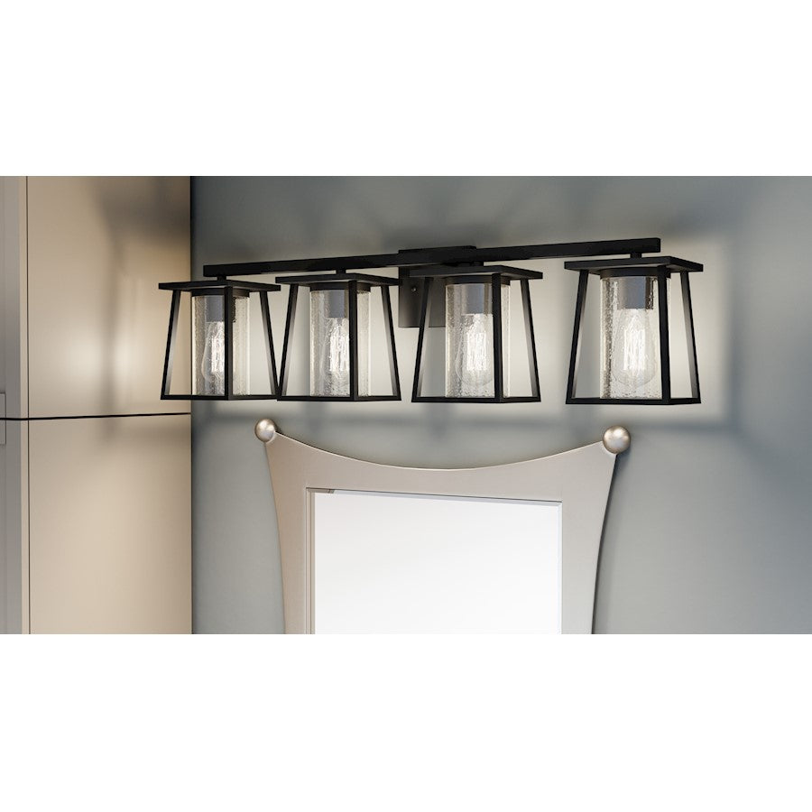 4 Light Bathroom Vanity Light, Matte Black