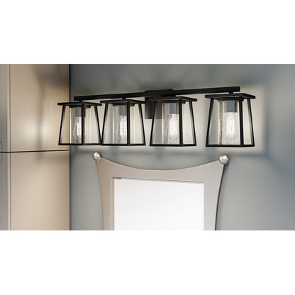 4 Light Bathroom Vanity Light, Matte Black