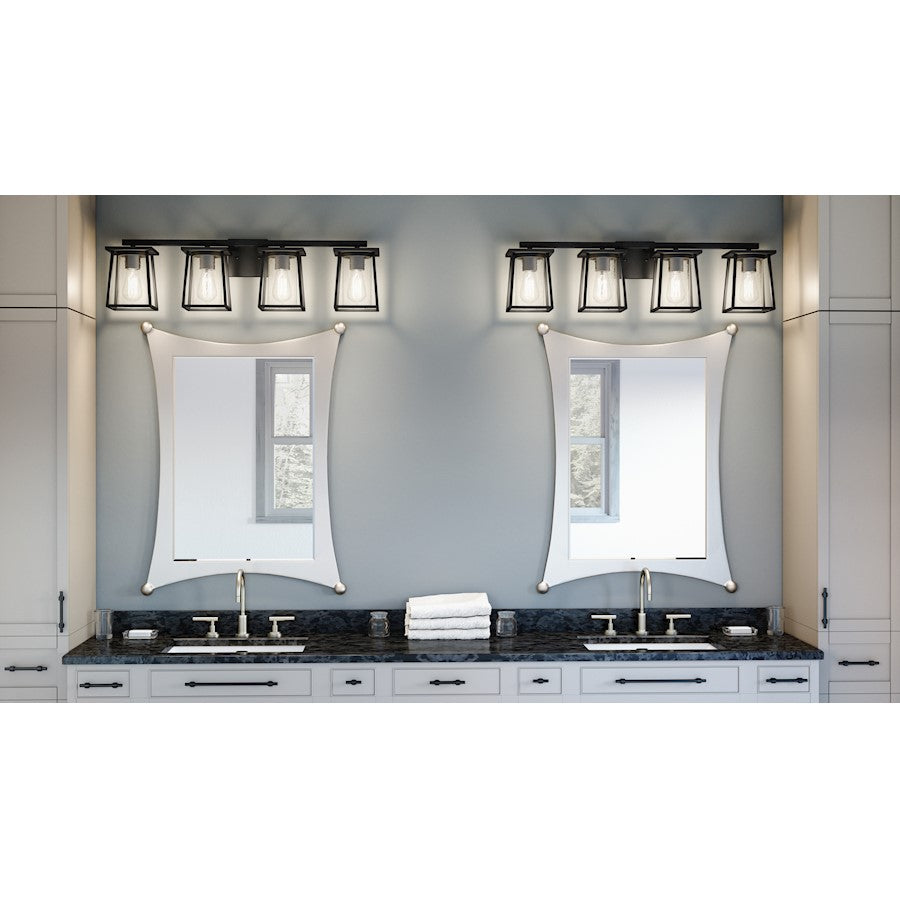 4 Light Bathroom Vanity Light, Matte Black