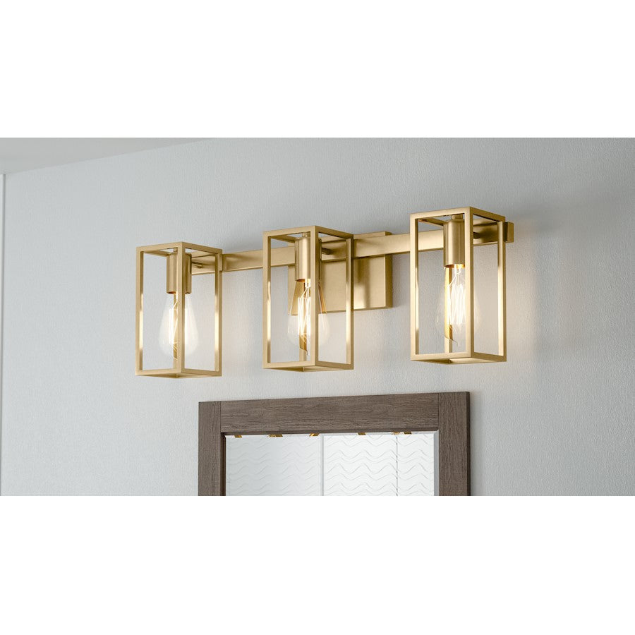 3 Light Bathroom Vanity Light Weathered Brass