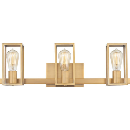 3 Light Bathroom Vanity Light Weathered Brass