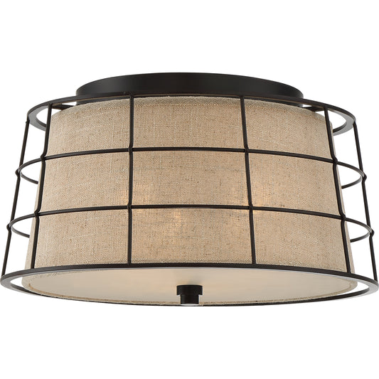 Quoizel Landings 3 Light Flush Mount, Mottled Cocoa