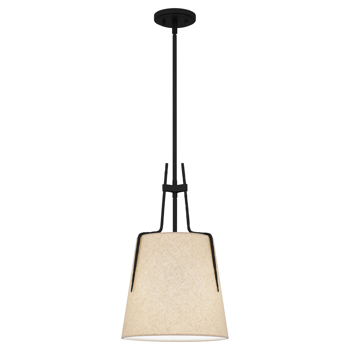 Quoizel Leona 1 Light Mini Pendant, Matte Black/Fabric Shade - LOA1512MBK