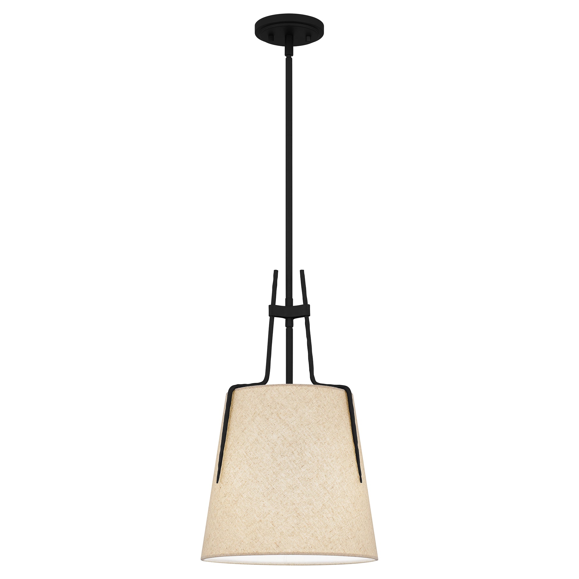 Quoizel Leona 1 Light Mini Pendant, Matte Black/Fabric Shade - LOA1512MBK