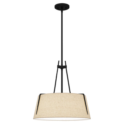 Quoizel Leona 3 Light Pendant, Matte Black/Fabric Shade - LOA2818MBK