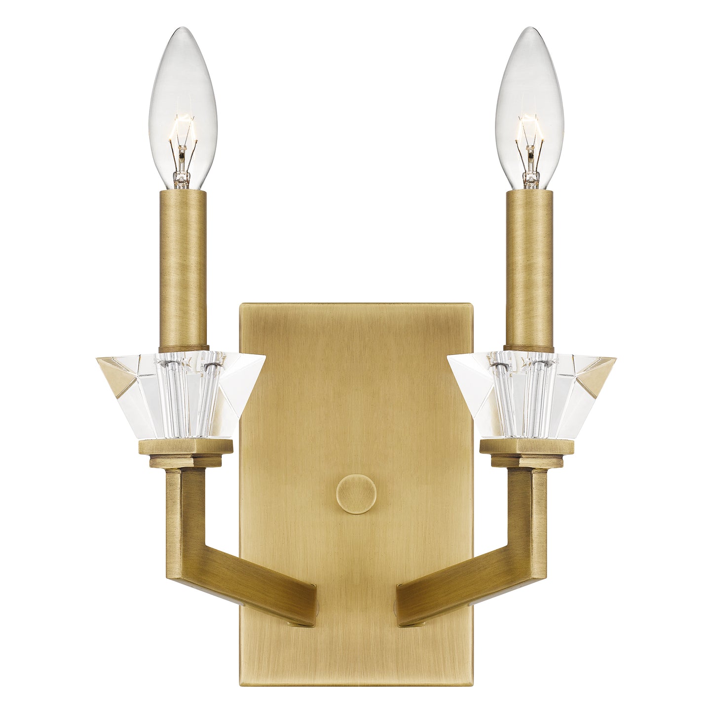 Quoizel Lottie 2 Light Wall Sconce, Aged Brass - LOT8708AB