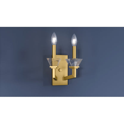 Quoizel Lottie 2 Light Wall Sconce, Aged Brass