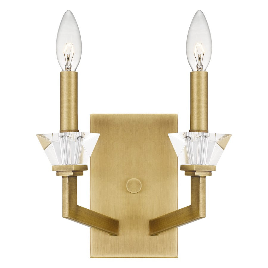 Quoizel Lottie 2 Light Wall Sconce, Aged Brass